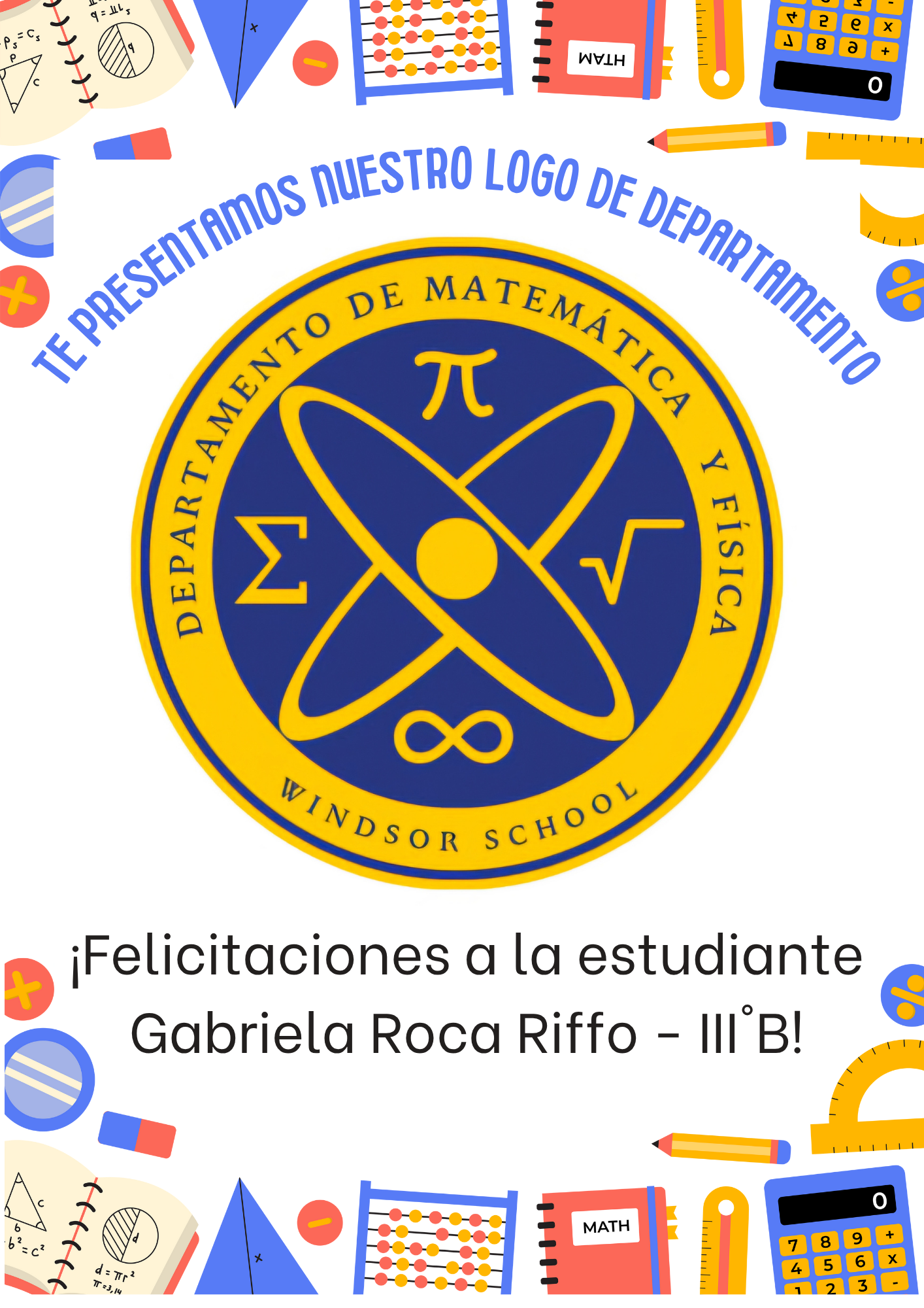Departamento de Matemática y Física estrena logo creado por estudiante del III° Medio B Departamento de Matemática y Física estrena logo creado por estudiante del III° Medio B