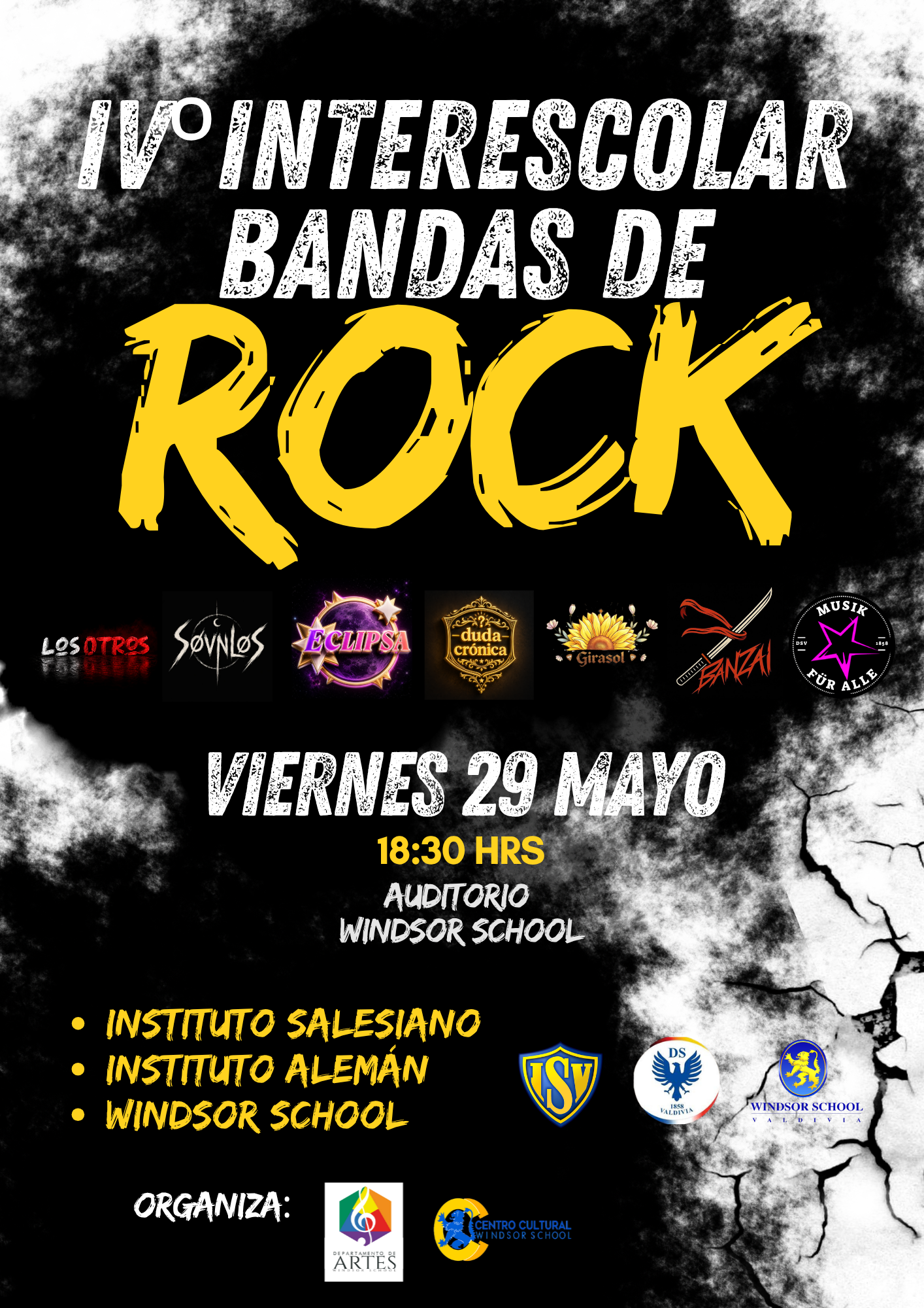 IV° Interescolar de Bandas de Rock reunirá a jóvenes músicos de Valdivia